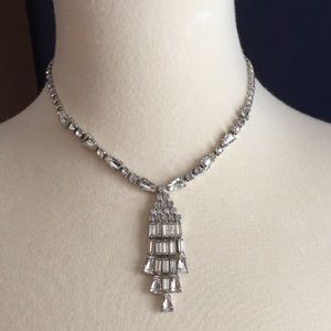 Vintage Kramer silver tone rhinestone necklace